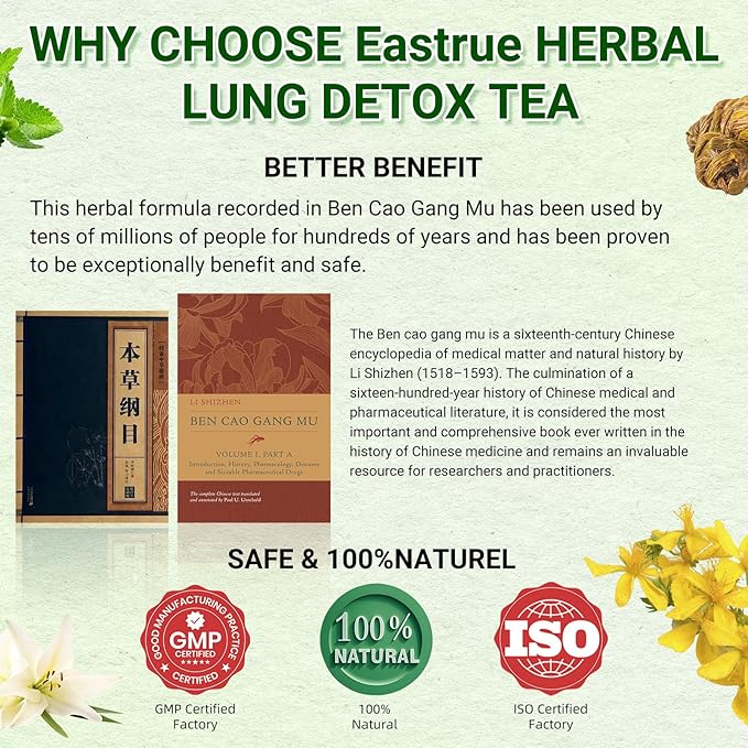 Orangic Mullein Herbal Tea,Smoker,Pure Mullein Leaf Herbal Tea,18 Premium Herbs Blend,Breath Easy Tea,Caffeine Free,100% Natural,30 Tea Bags