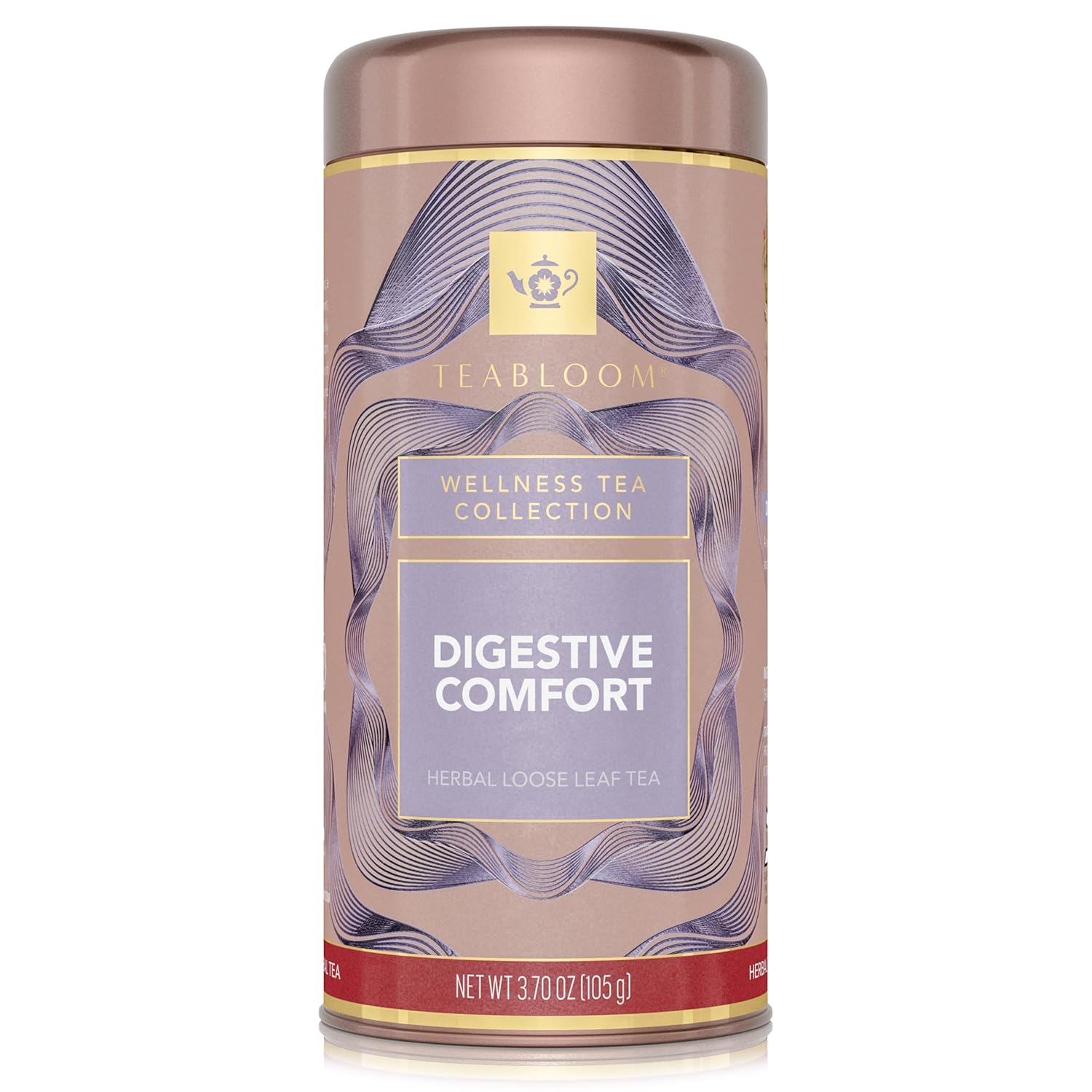 Teabloom Digestive Comfort Loose Leaf Herbal Tea with Chamomile, Fennel & Ginger | Caffeine-Free Soothing Botanical Blend | Canister Makes 35–50 Cups | Gift-Ready Reusable Tin