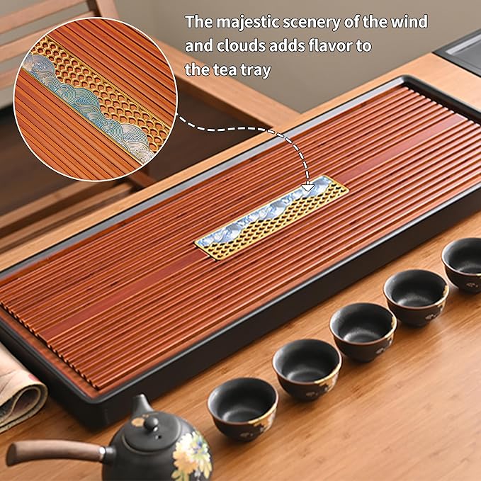 Bamboo Tea Tray Japanese Tea Set Chinese Kungfu Serving Vintage Gongfu Tray