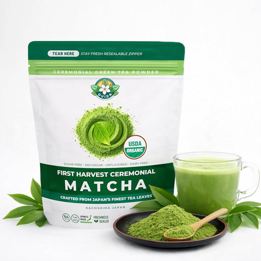 Ovida First Harvest Ceremonial Matcha Powder, Organic Japanese Green Tea Powder from Kagoshima, Stone Ground, Smooth Taste, Premium Matcha for Drinking, 127g