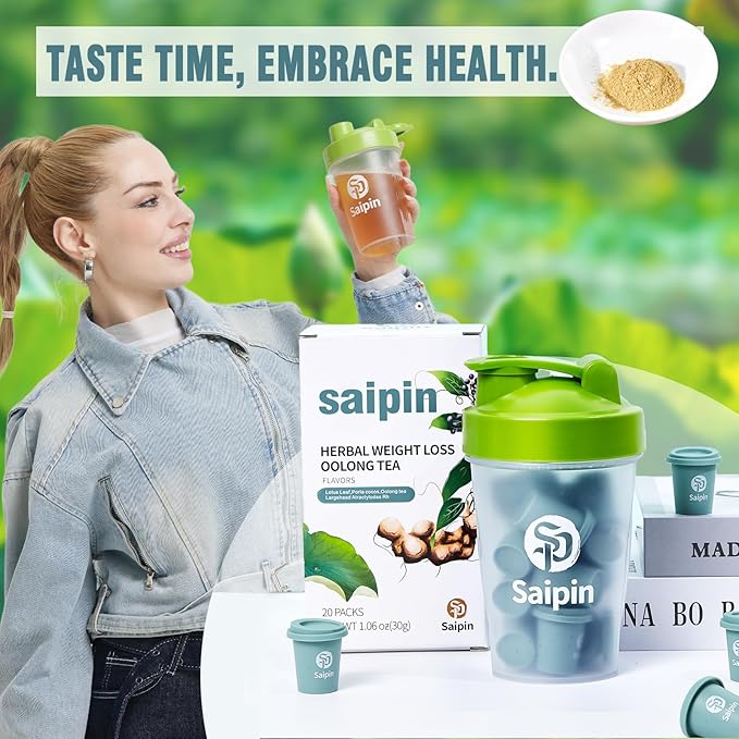 SAIPIN Lotus Green Tea Pods Variety Pack with Sports Cup,20 Pack 100% Organic Lotus Green Tea-Non-GMO，Gluten Free, Dairy Free, Sugar Free,Poria Tea