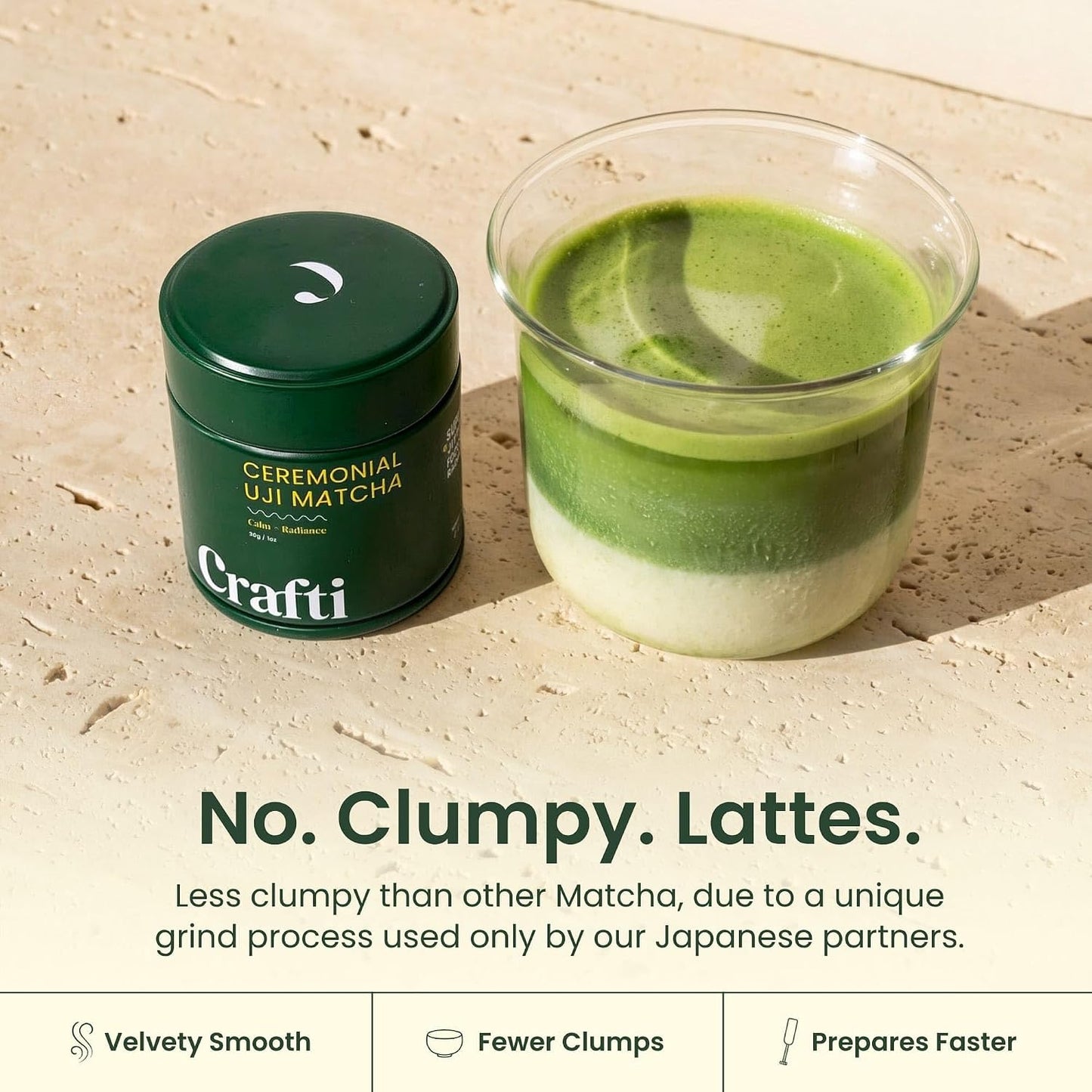 Crafti Ceremonial Grade Matcha Powder (Organic) - Unsweetened Authentic Japanese Daily Matcha Green Tea Powder from Uji