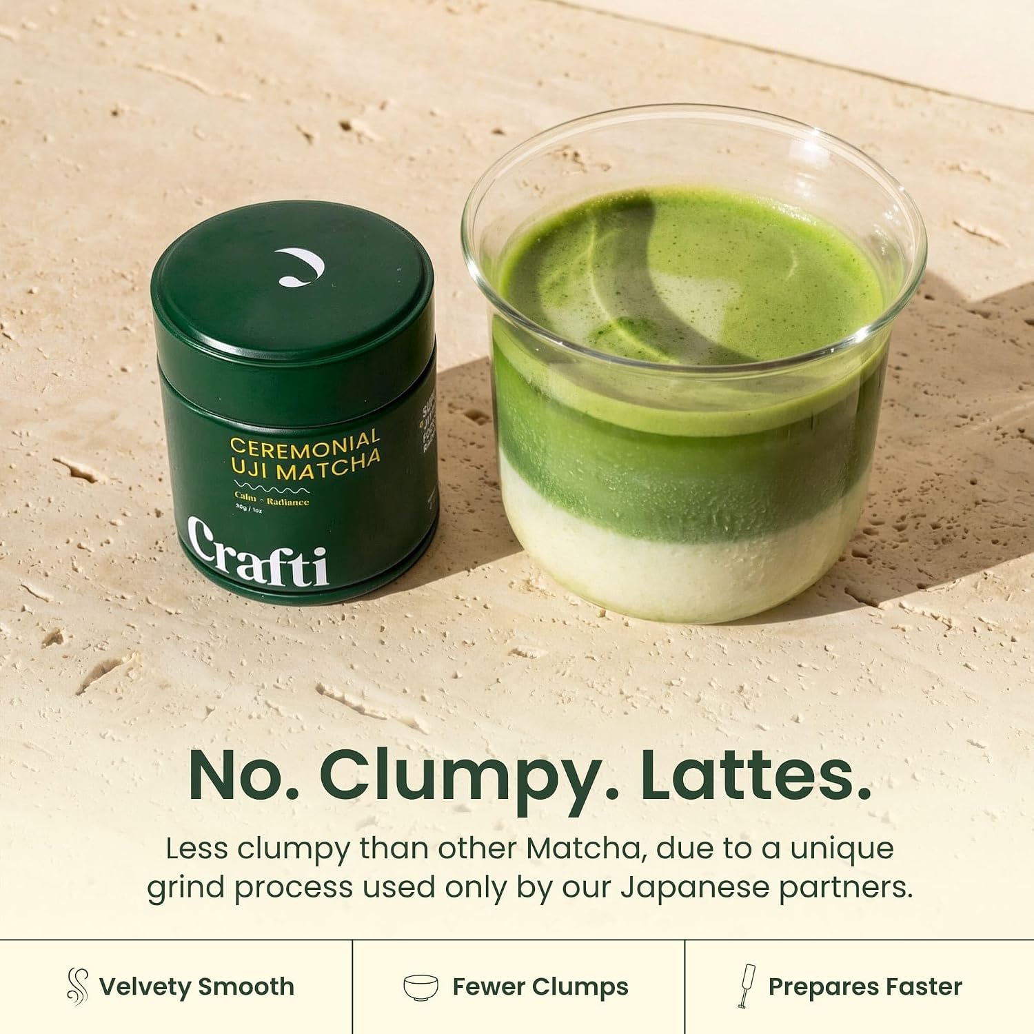 Crafti Ceremonial Grade Matcha Powder (Organic) - Unsweetened Authentic Japanese Daily Matcha Green Tea Powder from Uji