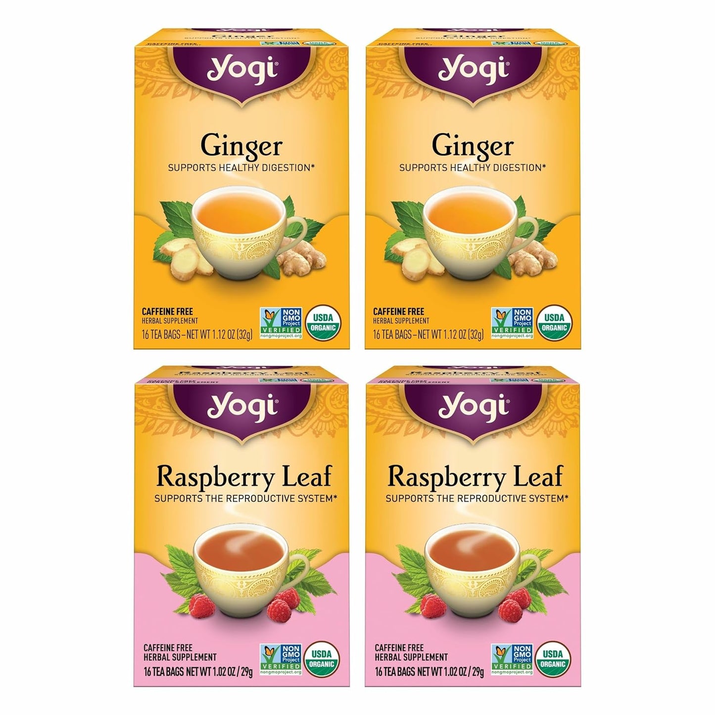 Yogi Tea Women's Wellness Variety Pack 4pk - 16 Bags per Pack (4 Packs) - Supports Moon Cycle and Digestion