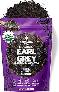 Organic Earl Grey Loose Leaf Black Tea | USDA Organic Bergamot Black Tea | Premium Full Leaf | 1 lb Bulk Bag (16 oz) | Smooth Citrus Aroma | Hot or Iced | Non-GMO