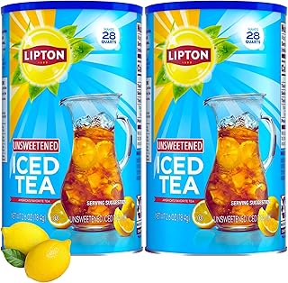 Lipton Unsweetened Iced Tea Mix, Black Tea Powder, 28 Quarts per Canister, Pack of 2 (56 Quarts Total), Smooth Crisp Flavor, Kosher Certified