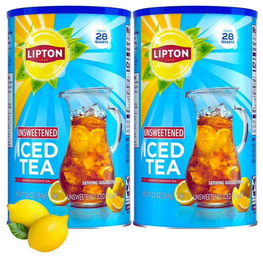 Lipton Unsweetened Iced Tea Mix, Black Tea Powder, 28 Quarts per Canister, Pack of 2 (56 Quarts Total), Smooth Crisp Flavor, Kosher Certified
