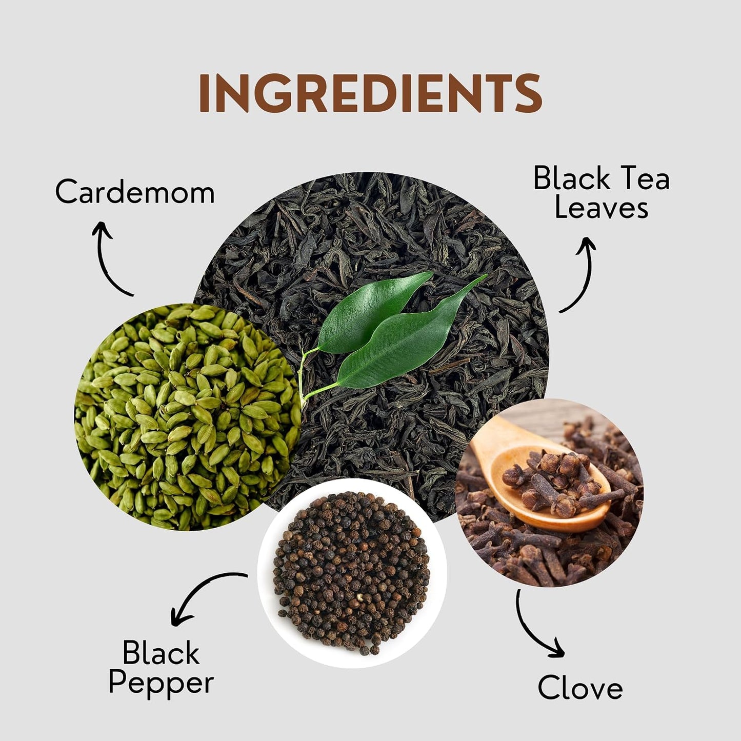 Tealeaf &amp; Co. Masala Chai - Loose Leaf Black Tea Blended with Organic Spices (Ginger, Cardamom, Black Pepper &amp; Cloves Whole Organic) - Low Caffeine (3.52oz/100gm)
