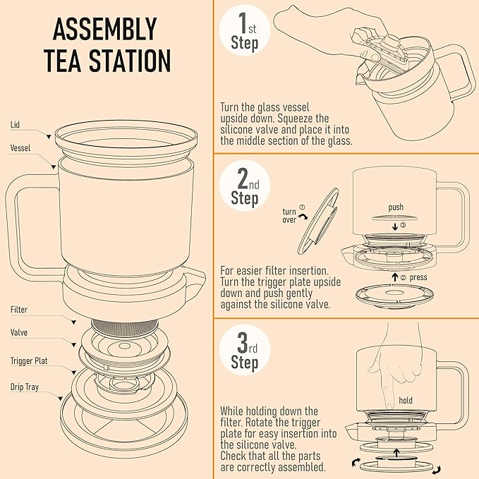 Glass Tea Infuser – Loose Leaf Brewer Cup with Lid – Premium Glass Steeper for Loose Leaf with Coaster, Easy Brew & Clean, BPA-Free