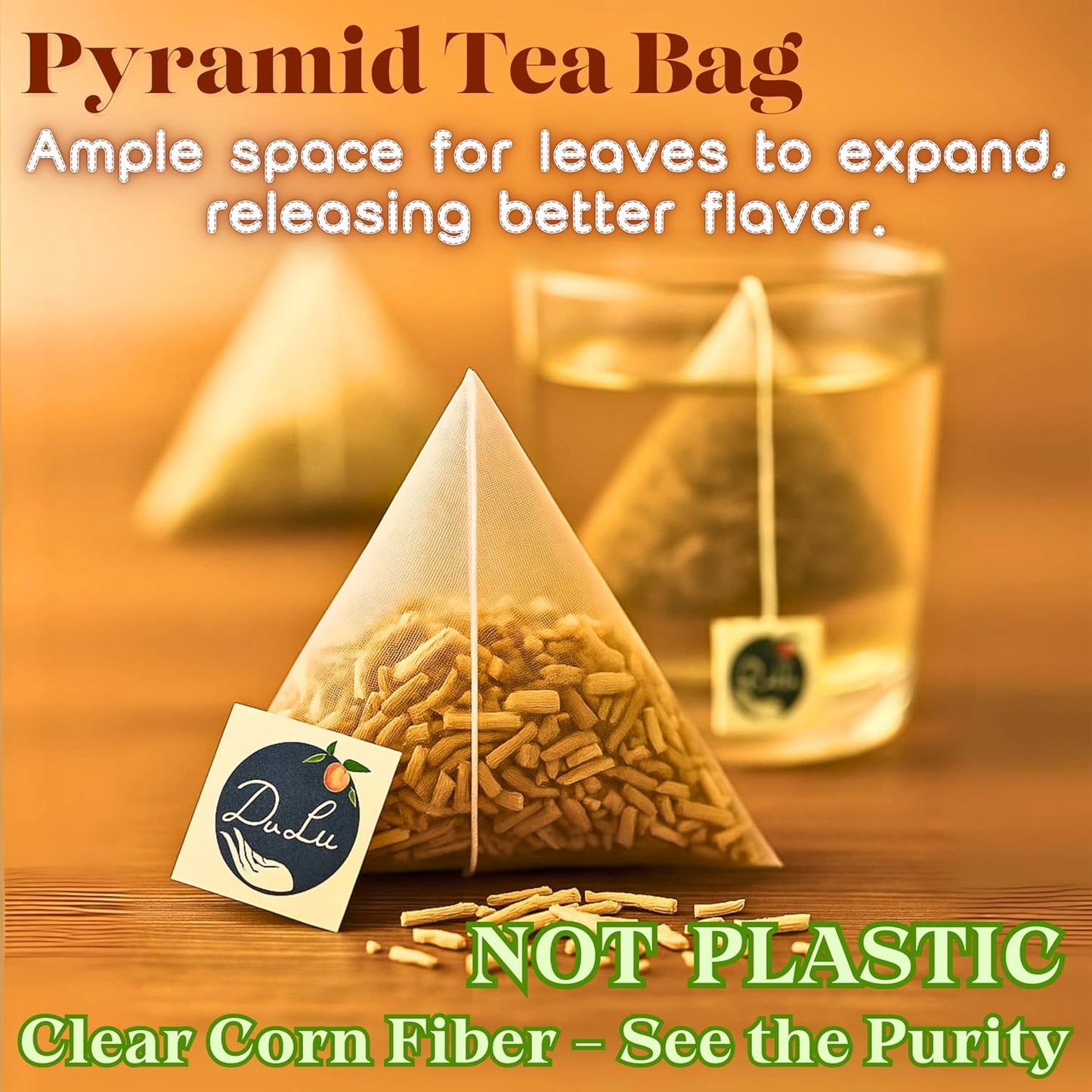 Dr. Lu’s Organic Ashwagandha Tea | Wild-Harvested in India’s Ayurvedic Regions | 100% Natural Calm &amp; Stress Support | 30 x 3g Full Strength Corn Fiber Pyramid Bags (No Plastic, No Nylon)