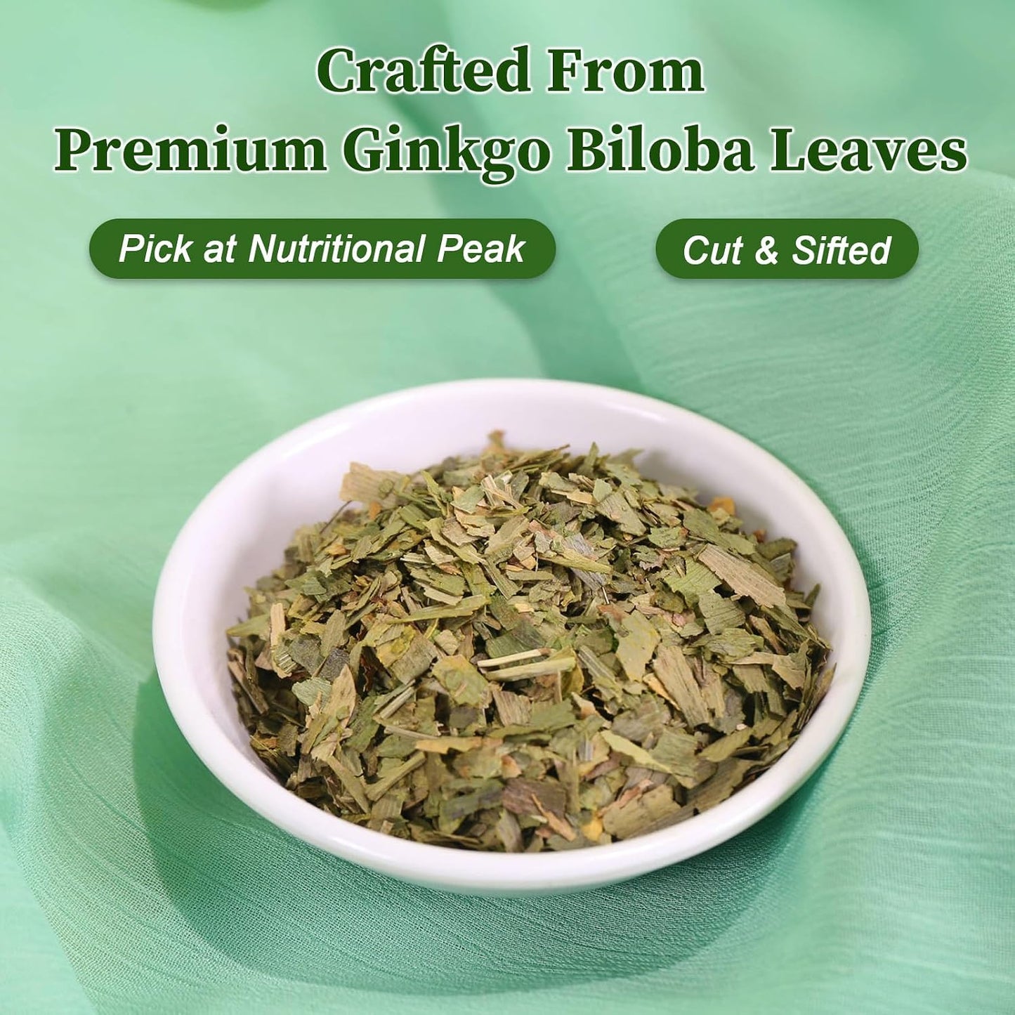 FullChea Ginkgo Biloba Tea Bags, 36 Counts, Non-GMO, Caffeine-Free | Pure Dried Ginkgo Biloba Leaves, Support Memory &amp; Focus, No Additives, Resealable Pouch
