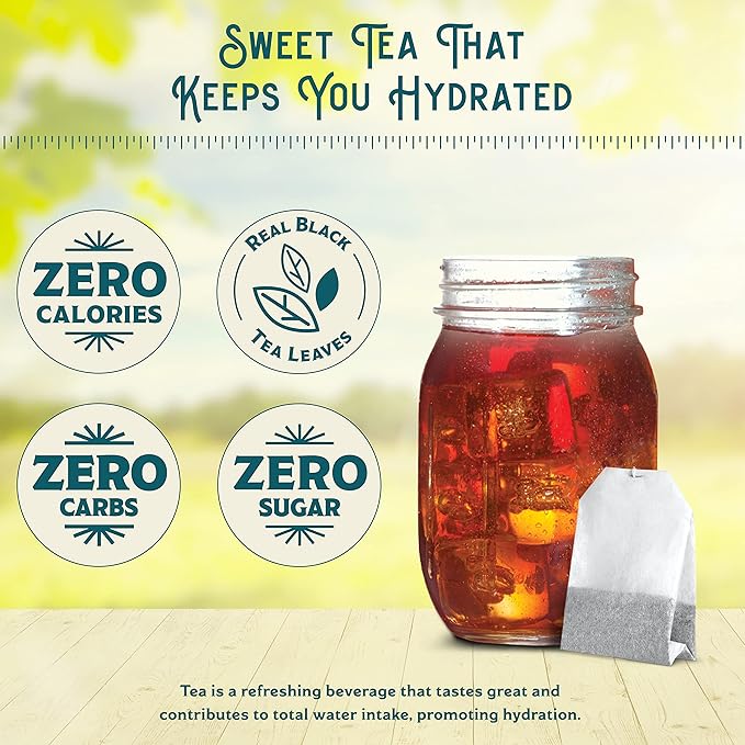 Southern Breeze Hot Brew Sweet Tea Raspberry Iced Tea with Black Tea and Zero Carbs Zero Sugar, 22 Individually Wrapped Family Size Tea Bags, Pack of 2