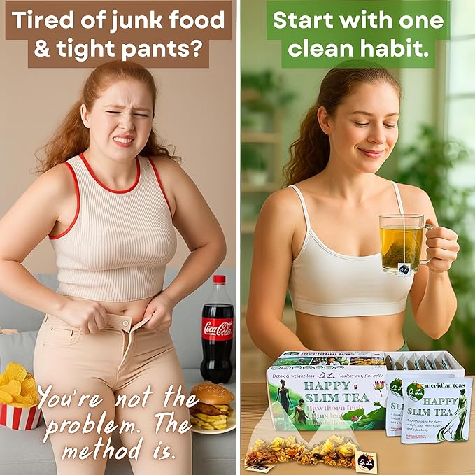 Dr. Lu’s Happy Slim Tea | 100% Natural Detox Tea for Body Balance & Shape | Colon Cleanse tea for Bloating & Digestion | 11 Inno-Cleanse Herbs incl. Hawthorn, Lotus Leaf, Burdock, Dandelion | Laxative-Free