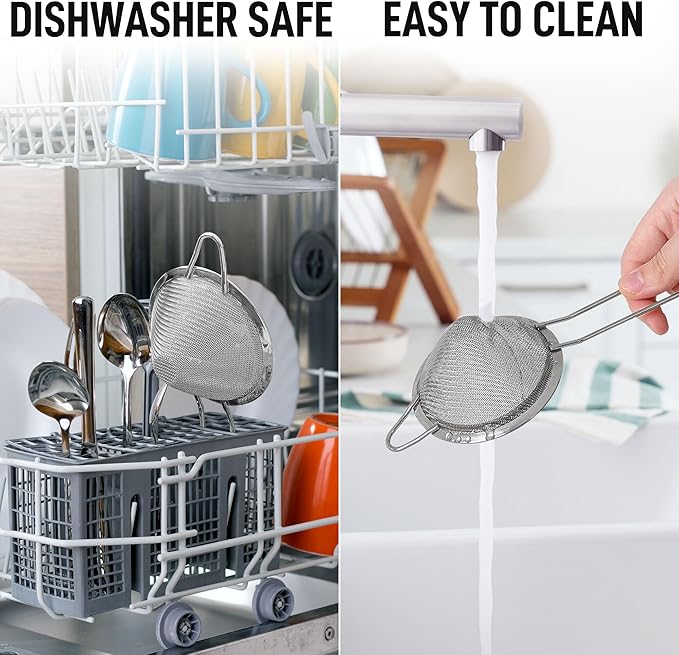 Zulay Kitchen 304 Stainless Steel Fine Mesh Strainer For Kitchen - Sieve Sifters For Food, Tea, Rice, Oil, Noodles, Fruits, Vegetables - Rust-Proof, Easy to Clean Drink Strainer (Silver)