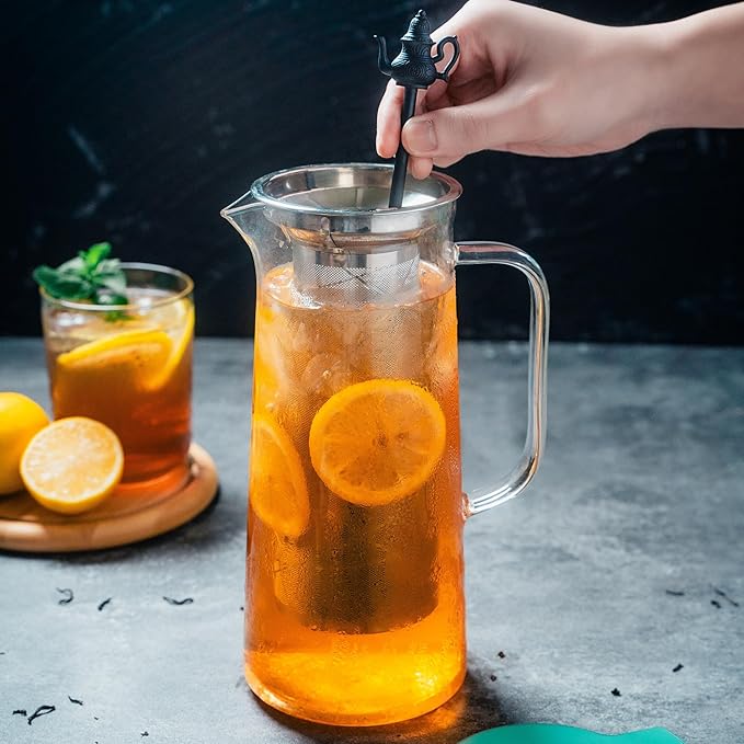 1.5L Fruit Infuser Water Pitcher-In Tea Infuser & Stainless Steel Candle Warmer Base - 500ml, Premium Gift Set for Tea Lovers, Perfect for Brewing and Keeping Tea Warm (1500ml)