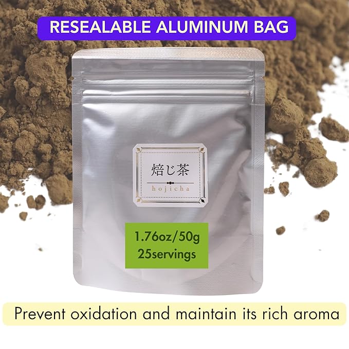 Satoen Pure Premium Japanese Hojicha Powder – Authentic Roasted Flavor 50g/1.76oz – Perfect for Hojicha Latte & Straight Tea