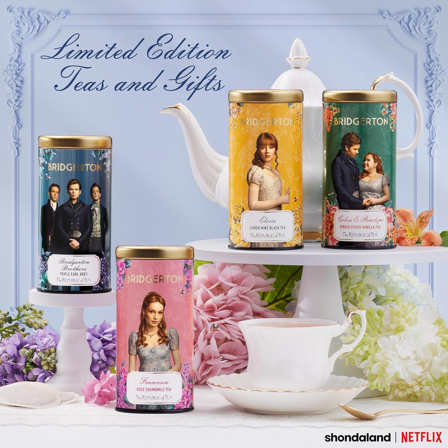 The Republic of Tea — Bridgerton Francesca Rose Chamomile Herbal Tea, 36 Tea Bags