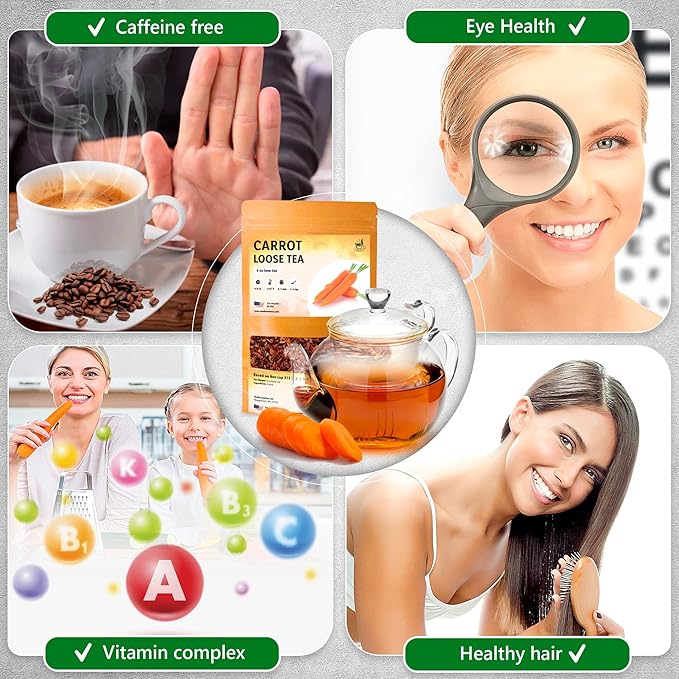 TeaDreamTea - Carrot Tea Loose Leaf Bulk - Caffeine-Free - Vitamins Rich - Boost Immune System - Raw from USA - Hot and Iced Tea - 6 ounce / 170 g