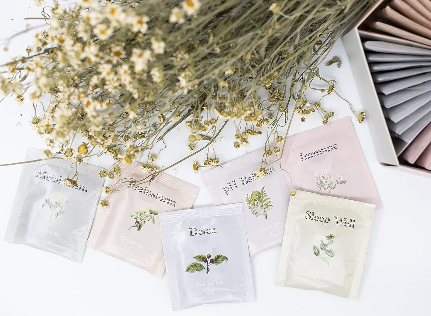 ACORUS Wellness Tea Set – Natural Herbal Tea Variety Pack, Gift Set of 6 Different Teas, 60 Bags Individually Wrapped, H