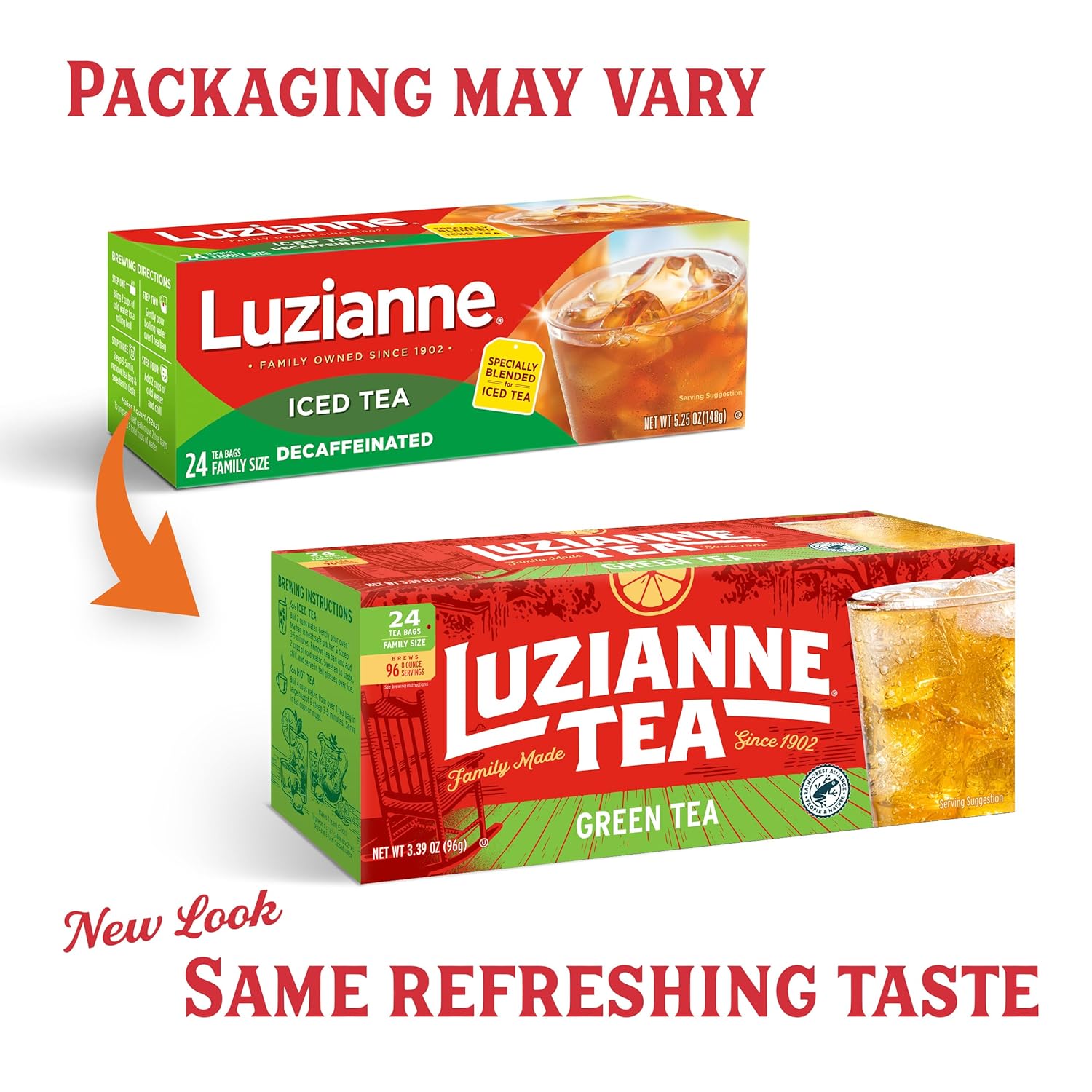 Luzianne Green Tea Bags, Family Size, 24ct Box (Pack of 2)