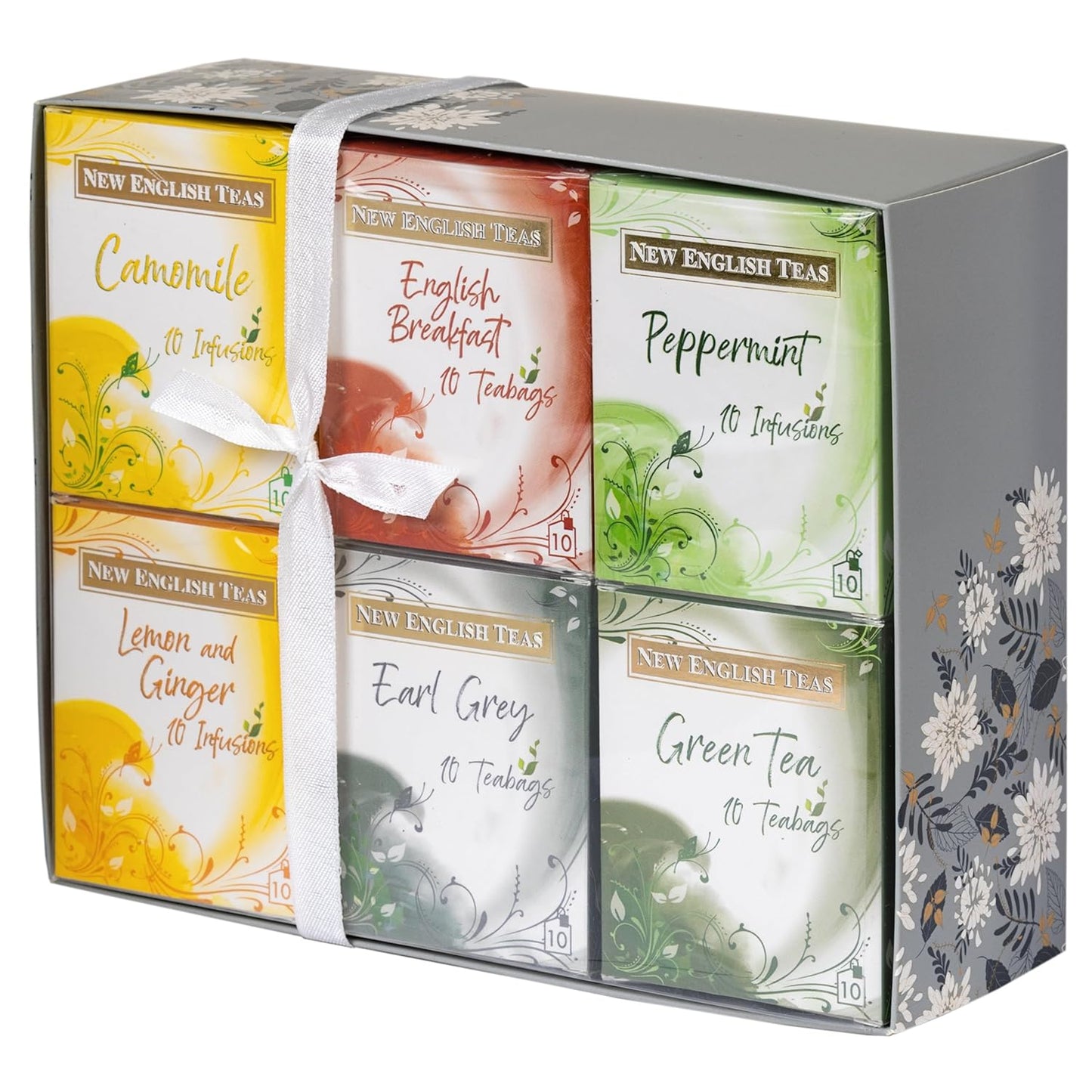 New English Teas Fruit, Herbal, Green and Black Tea Variety Gift Box - 60 Individually Wrapped Teabags - Tea Sampler Selection Box