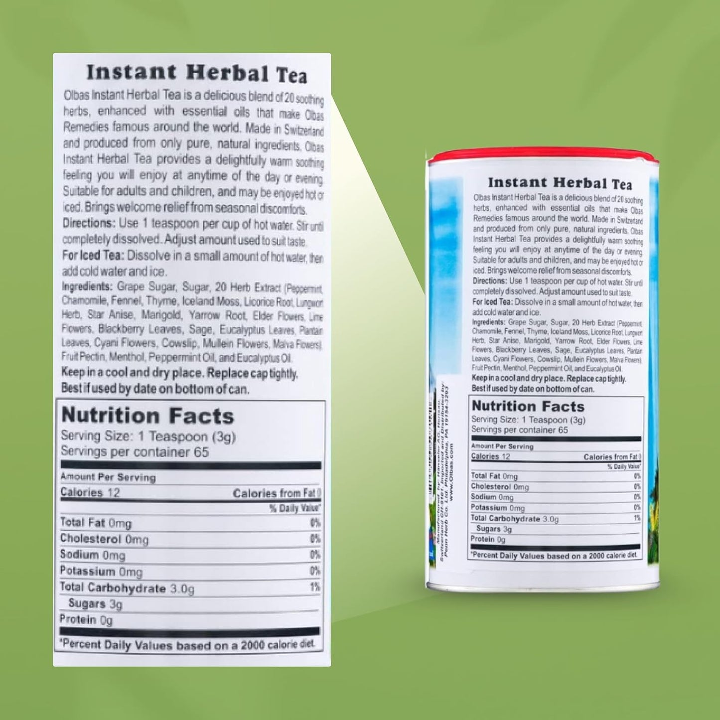 Olbas Herbal Tea 7 Ounce 2 Per Case, Swiss Herbal Blend | With 20 Soothing Herbs &amp; Essential Oils, Sore Throat and Stress Relief Tea, Warming Comfort, Calms Stomach, Power to Breathe
