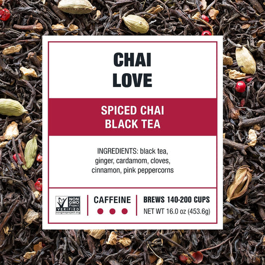 Tiesta Tea - Chai Love, Loose Leaf, Spiced Chai Black Tea | Premium High Caffeinated Blend, Make Hot or Iced &amp; Brews Up to 200 Cups, 16 Ounce Resealable Bulk Pouch
