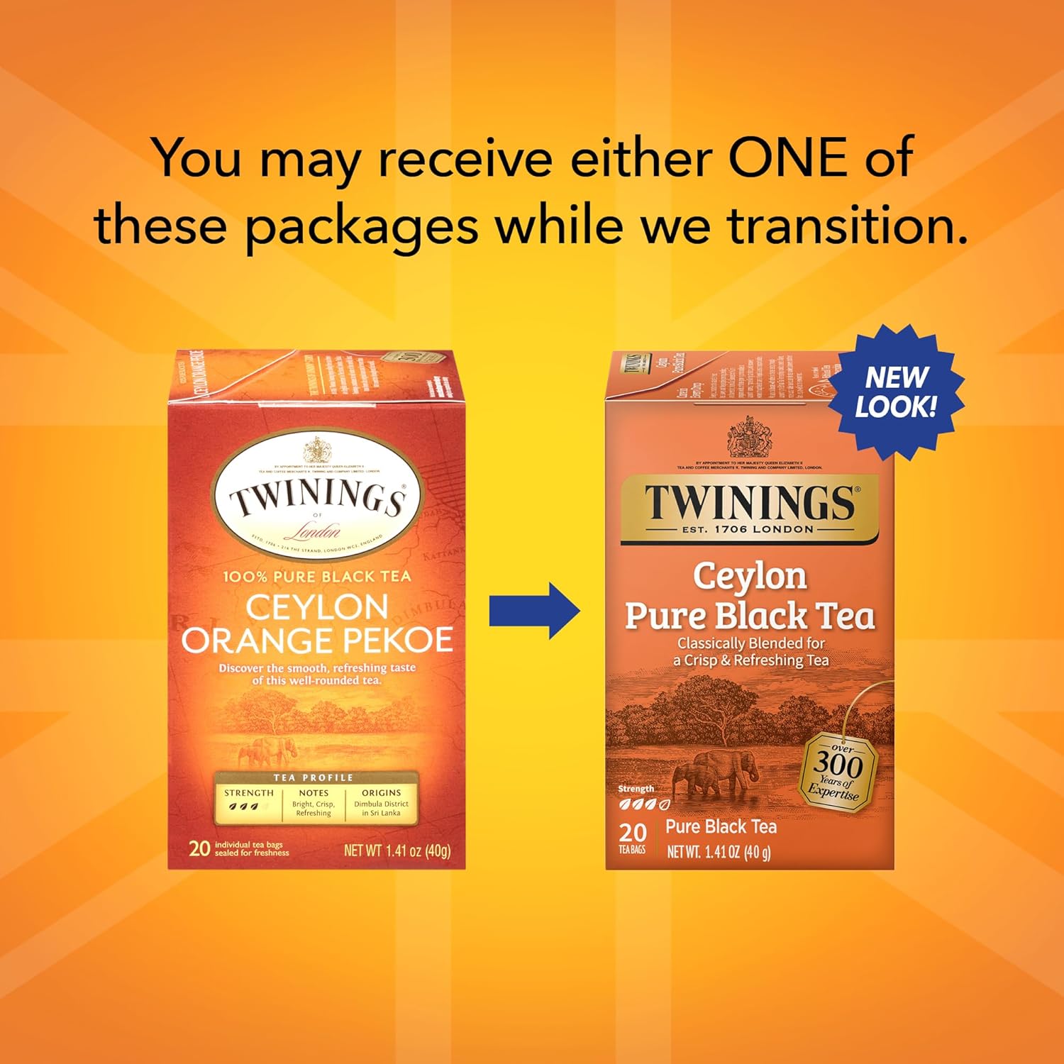 Twinings Ceylon Pure Black Tea - A Crisp, Refreshing, Formerly Orange Pekoe, Caffeinated Tea Bags, Individually Wrapped, 20 Count (Pack of 2)