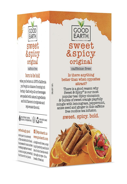 Good Earth Herbal Tea, Sweet & Spicy, Caffeine Free, Packaging May Vary, 18 Count, Pack of 6