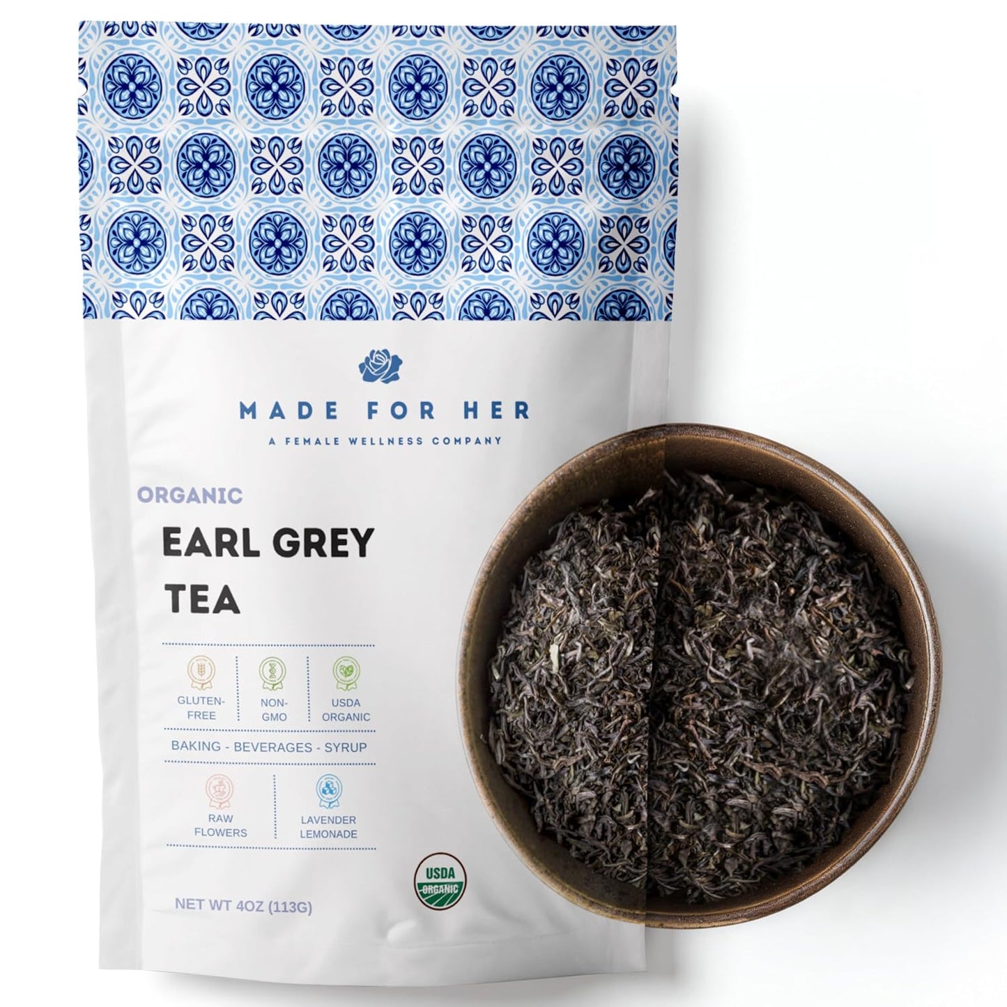 Earl Grey Loose Leaf Tea – Premium Black Tea with Citrus Bergamot – Aromatic Loose Leaf Earl Grey Tea in Convenient Resealable Bag – An Ideal Gift for Discerning Tea Enthusiasts - 4 oz