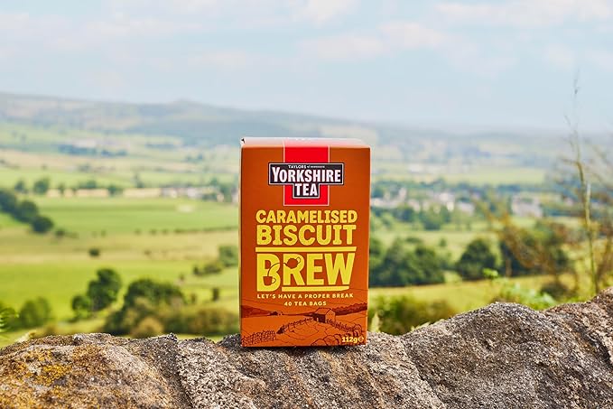 Yorkshire Tea Caramelised Biscuit Brew, Pillow Tea Bags, 40 Count (Pack of 1), Caffeinated, Enjoy Hot or Iced, 40 Teabags