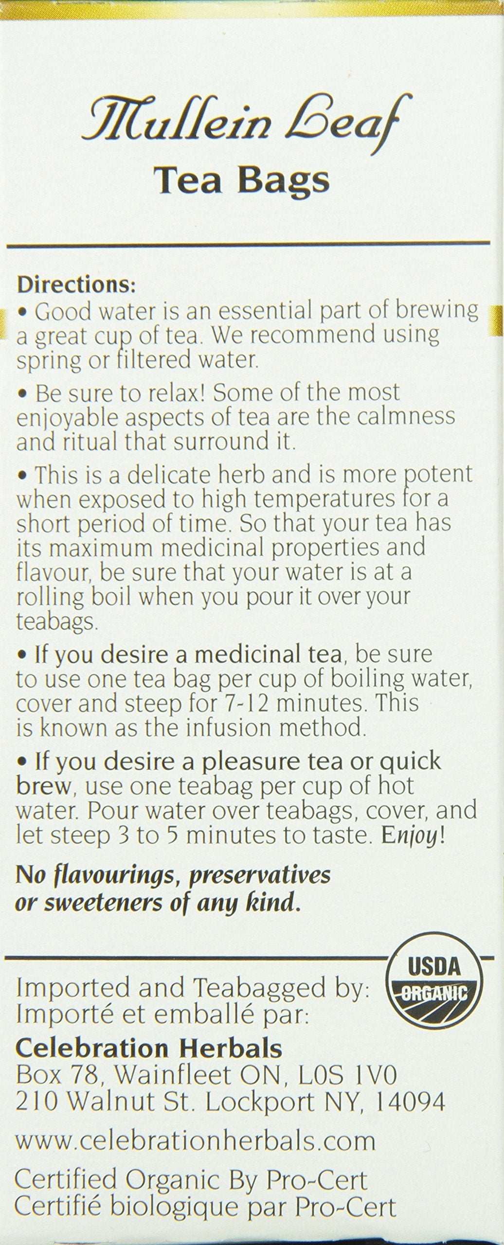 Celebration Herbals Organic Mullein Leaf Tea Bags 24 Count