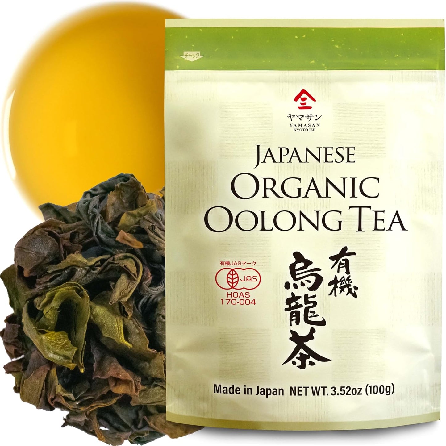 YAMASAN KYOTO UJI Oolong Tea Loose Leaf Japanese Organic 100g Bag | Authentic Premium Japanese Oolong Loose Tea Leaves, Fragrant Flavor, Pure ＆ Additive-Free, Unsweetened, Made in Japan 100g