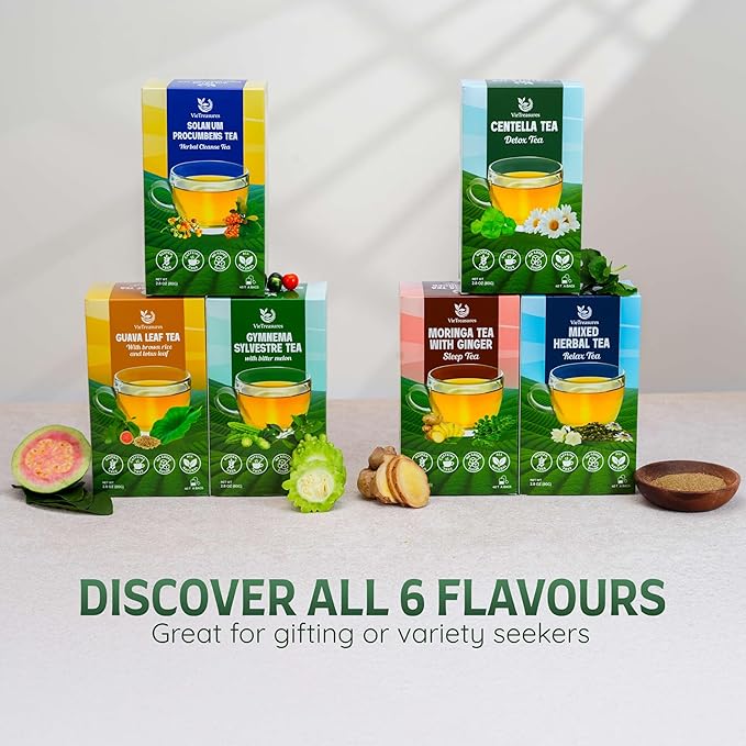VieTreasures Gymnema Leaf Tea - 2.8oz (40 Tea Bags) | With Bittermelon, Stevia | Non GMO, Caffeine-Free, Antioxidant, Vegan, Keto-Friendly Organic Herbal Infusion Tea | Energy Boost & Health Support