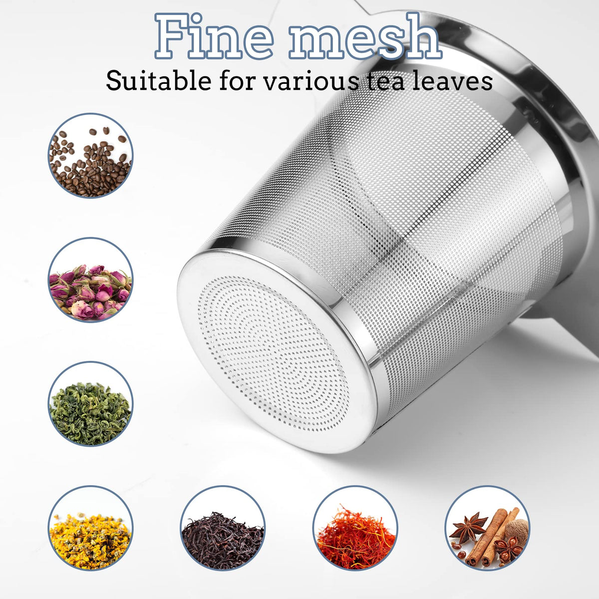 Prudiut 2 Pack Tea Infusers For Loose Tea, Stainless Steel Mesh With Lid