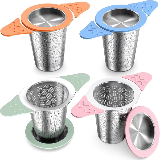 Tea Infuser for Loose Leaf Tea,18/8 Stainless Steel Tea Infuser with Heat Proof Silicone Handles