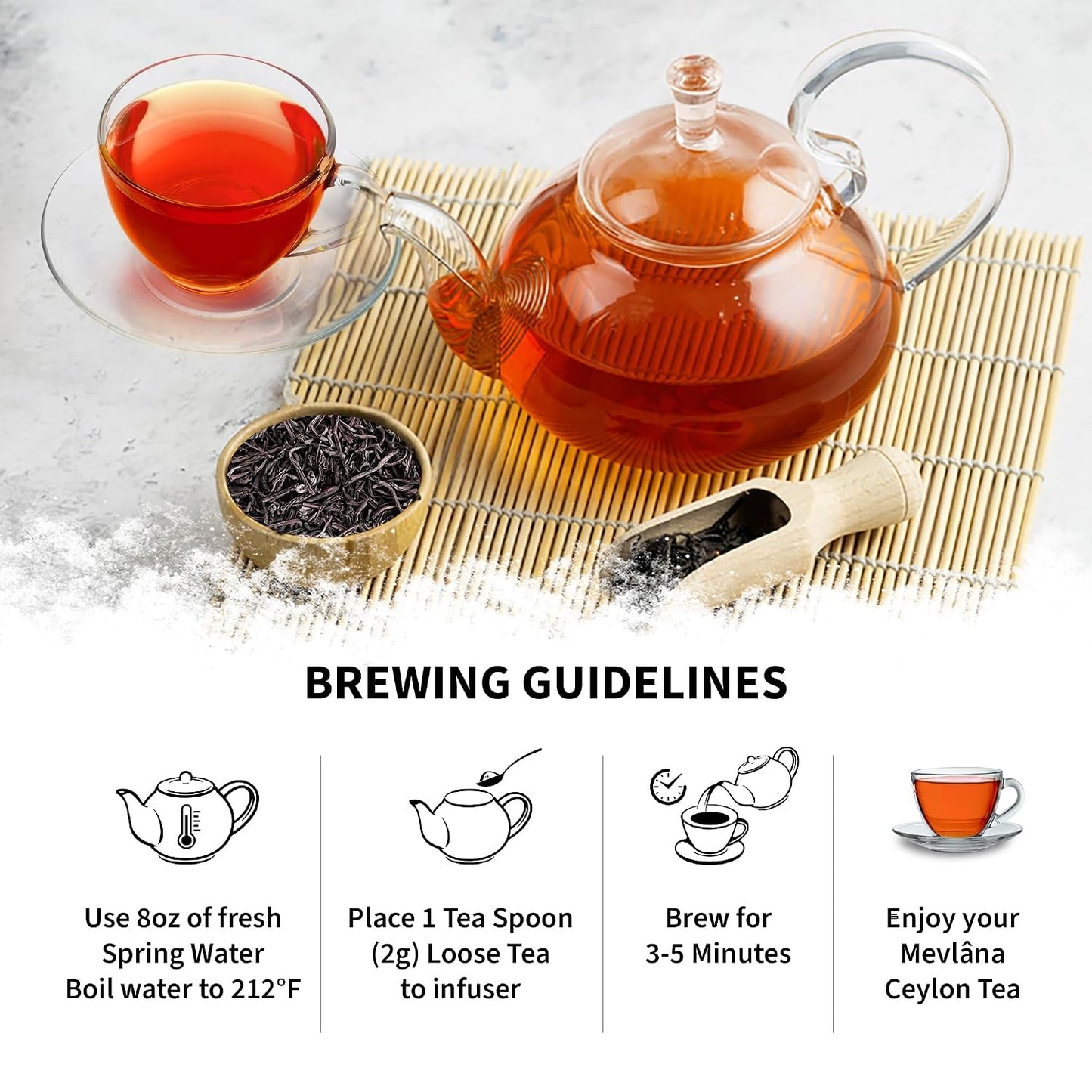 Mevlâna - Ceylon Earl Grey Black Tea | Loose Leaf | Light Bergamot | 1 lb | Earl Grey Sri Lankan Black Tea | Premium Whole Leaf Tea | Rich &amp; Smooth Flavor | Perfect for Hot or Iced Brewing | 1lb(454 g)
