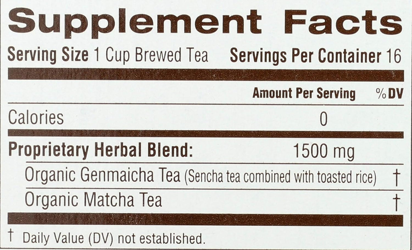 Traditional Medicinals Tea, Organic Green Tea Matcha, Genmaicha, Supports Health, Kosher, Non-GMO, Caffeine-Free, Compostable - 96 Tea Bags (6 Pack)