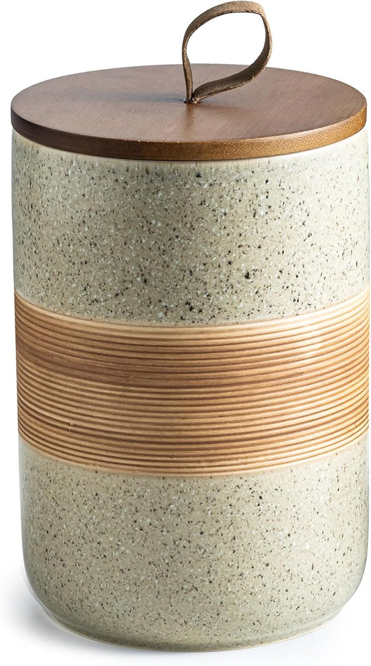 Large Storage Containers with Lids, Ceramic Coffee Container Kitchen Food Storage Jars for Spice Sugar Tea Bag, Stackable Decorative Jars for Counter