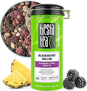 Tiesta Tea - Blackberry Bellini, Premium Loose Leaf Blend, Blackberry Citrus Green Tea, Premium Blend, Medium Caffeine Green Tea, Hot or Iced, 50 Cups, 5 Ounce Refillable Tin
