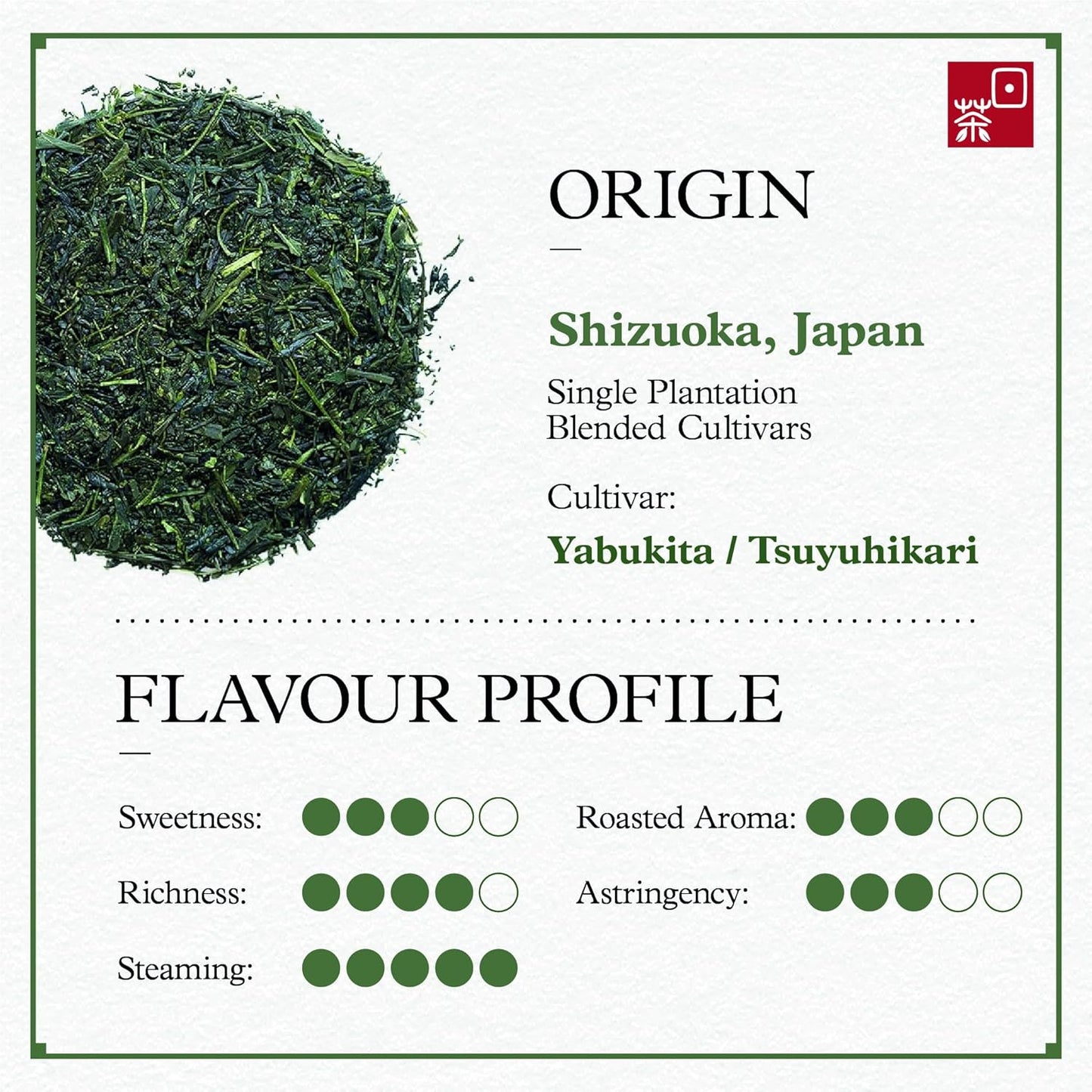 Ocha & Co. Organic Fukamushi Tea - Loose Leaf Japanese Deep Steamed Sencha Green Tea - Intense Taste Tea, 100g/3.5oz.