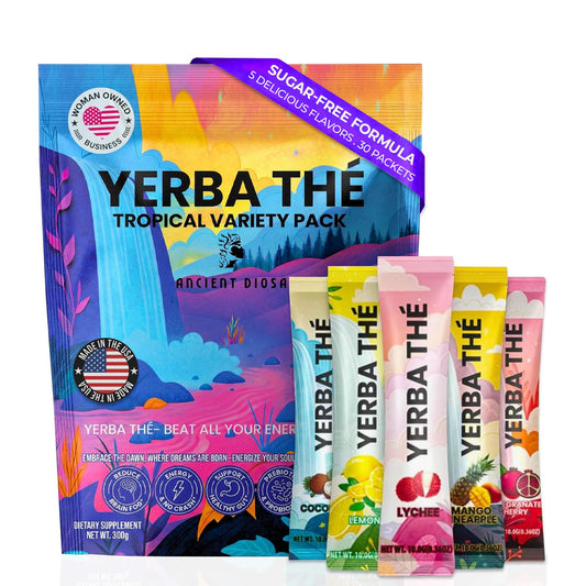 ANCIENT DIOSA Yerba Mate Exotic Mixed Fruit Powder, Sugar Free, 30 Sachets