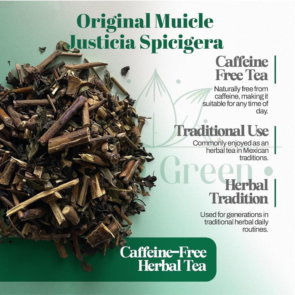 Muicle Herbal Tea – Mexican Honeysuckle Loose Leaf – 100% Single Ingredient, Caffeine Free – Gabio Green – 4.1 oz