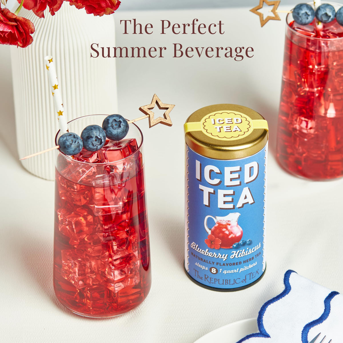 The Republic of Tea - Blueberry Hibiscus Iced Tea, 8 Tea Bags, Herbal Tea, Caffeine Free