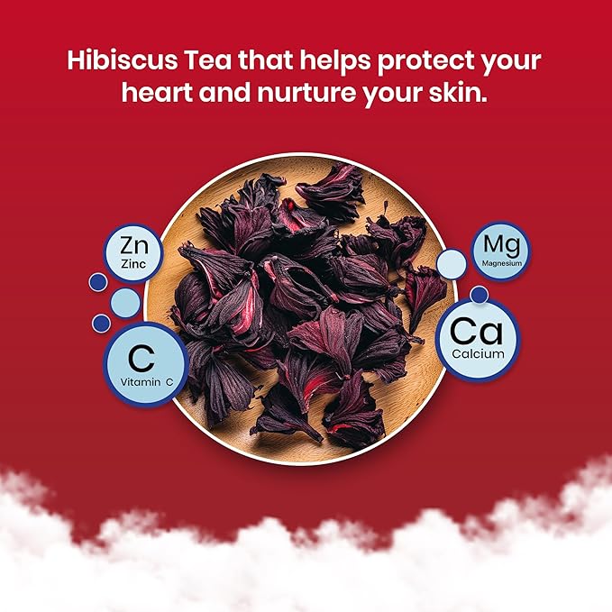 Blue TEA - Hibiscus Tea - 25 Count - Plant Based Tea Bags, Supports Healthy Sugar Levels, Enhances Skin Glow, Caffeine Free - Herbal Tea
