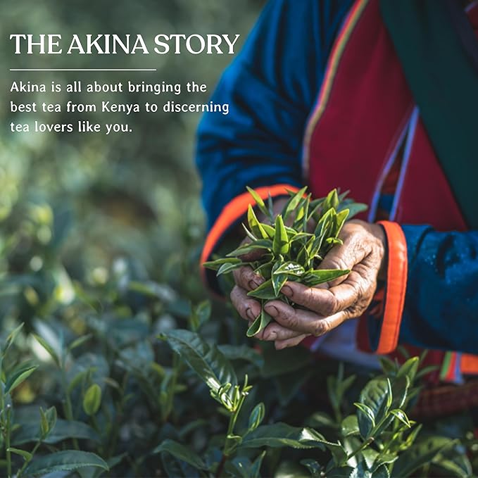 Akina Single-Origin Ginger Tea Bags | 100% Naturally Flavored Black Tea, Kenyan Origin, Gourmet, Hot Beverage (25 String & Tag Tea Bags, 50g)