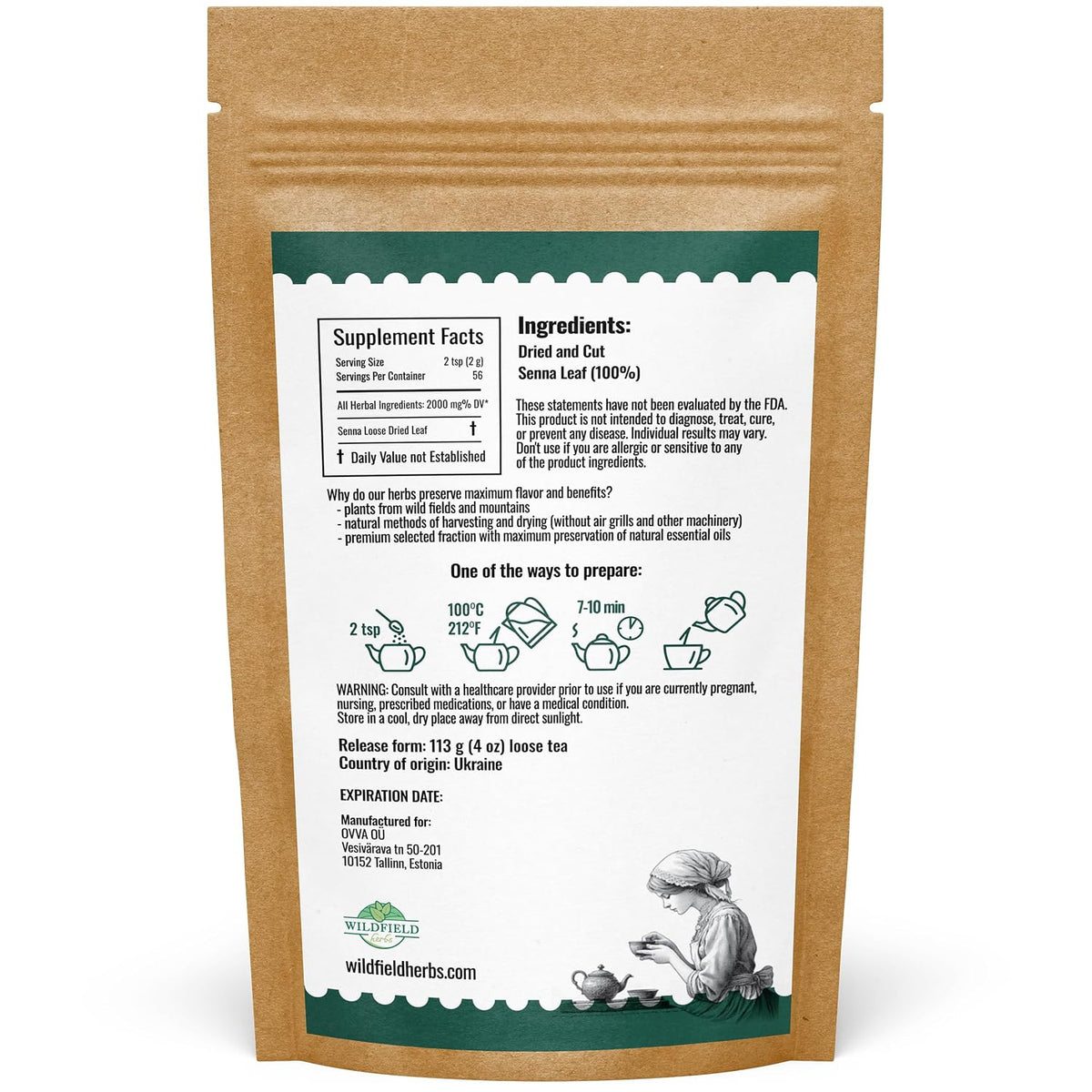 4 oz. Senna Leaf Senna Leaves Tea Herbal Tea (Senna Alexandrina) - 113g Hoja De Sen Hojas De Sen Para Te