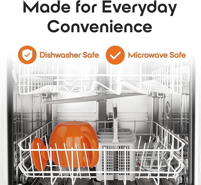 OmniWare 14 Oz Stoneware Teapot with Stainless Steel Mesh Infuser (Orange) - Microwave & Dishwasher Safe, Removable Infuser