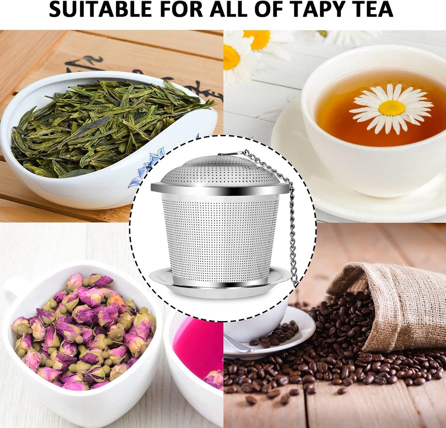 Numola Tea Ball Infuser for Loose Tea with Spoon and Drip Tray, 2Pcs | Loose Leaf Tea Infusers Set, Fine Mesh Tea Steeper, With Spoon and Drip Trays, Extended Chain Hook, Gifts for Men and Women