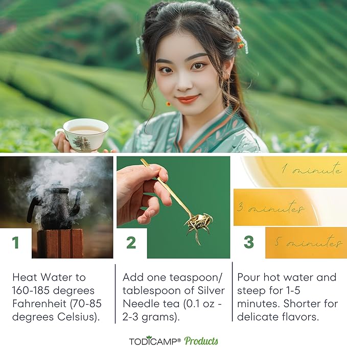 TODICAMP Premium Silver Needle Tea - 3 oz of Premium White Tea Loose Leaf